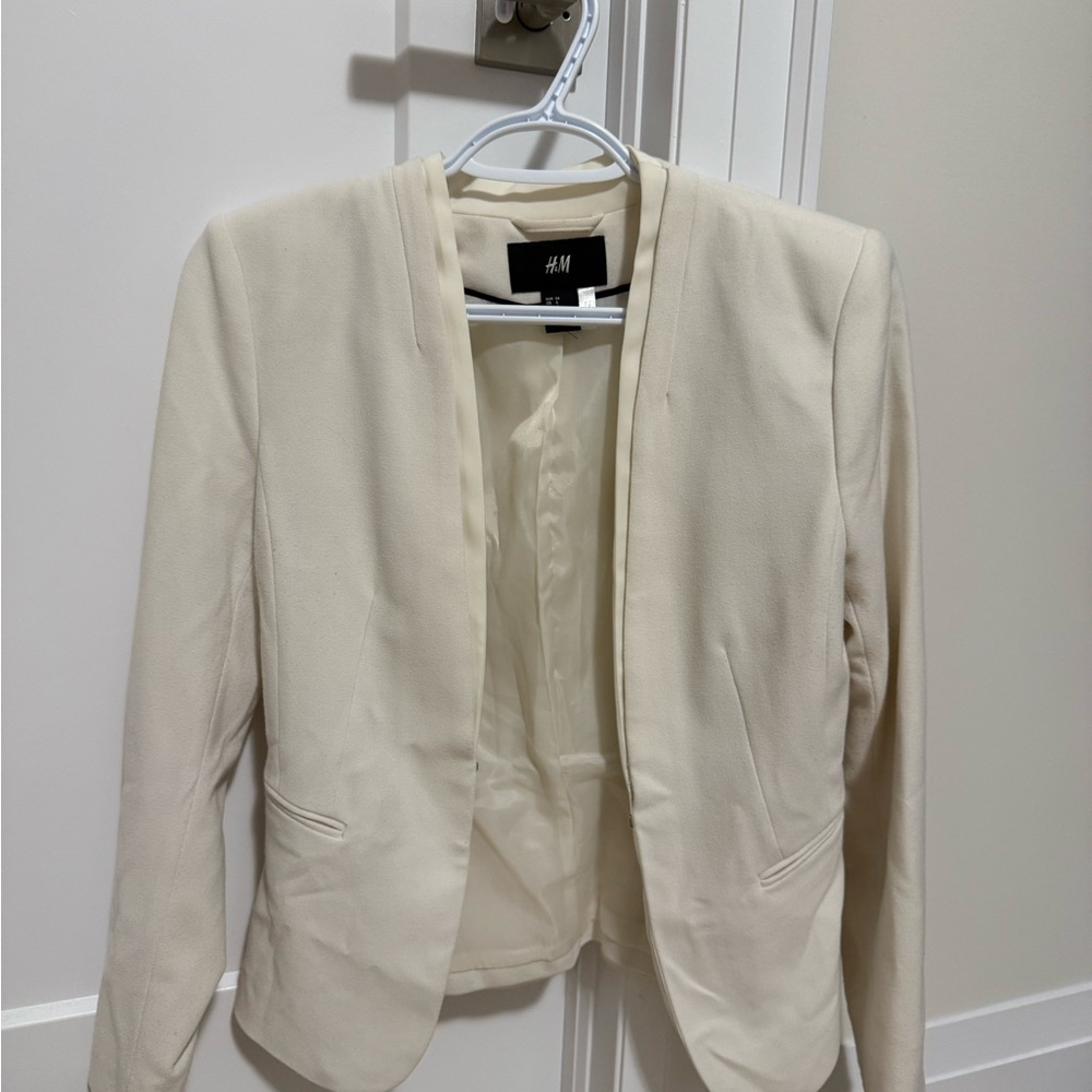 H&M Cream Blazer Modern Minimalist Suit Jacket
